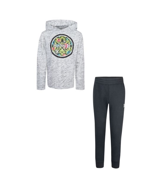 Hurley Set Hoodie & Jogger Boy - Cloud Slub Negros Blancos | MUBQYO-407