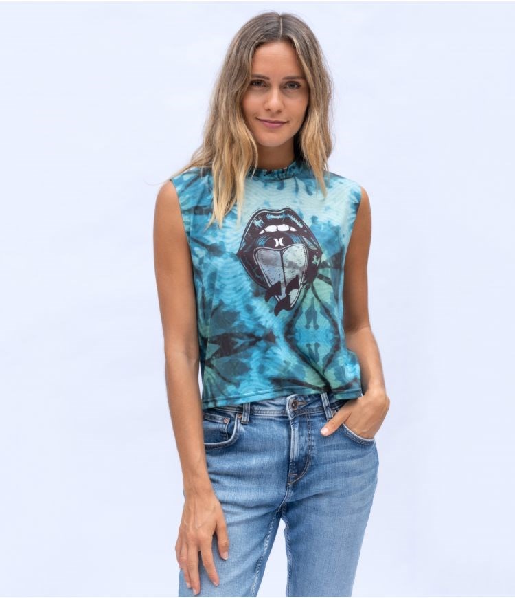 Hurley Elrow Eyes Cropped Tongue Tank Tops And T-shirts Verdes | PZOBCX-701