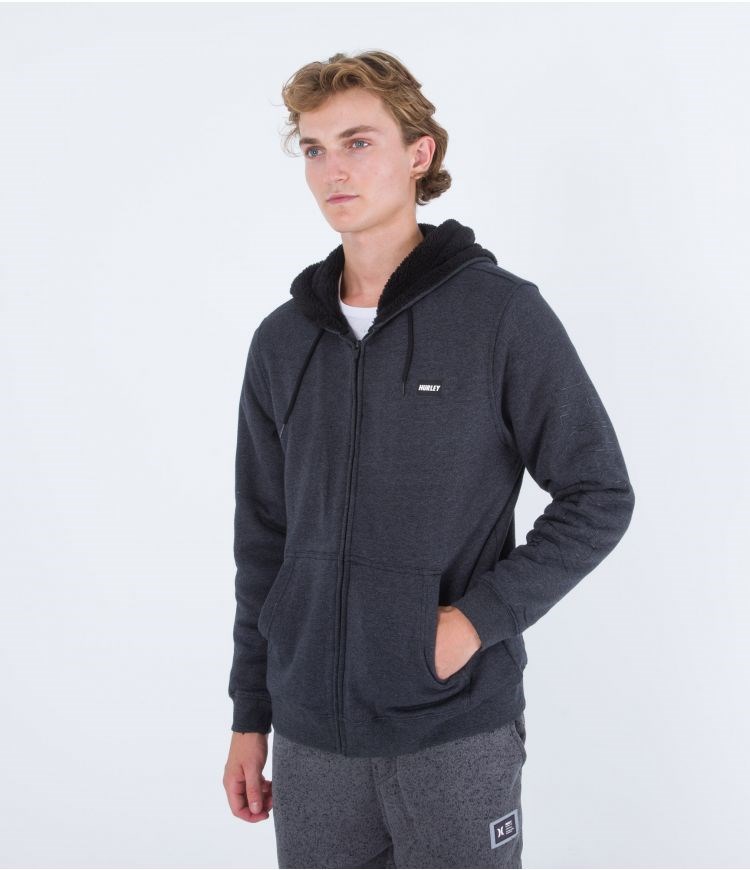 Hurley Hoodie Full Zip Fastlane Burrito Grises | NLGMUR-056
