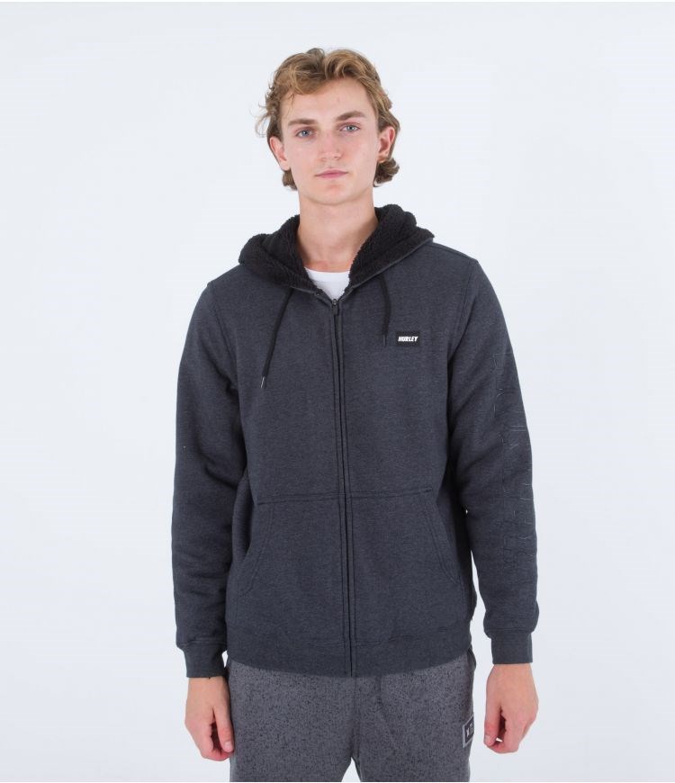 Hurley Hoodie Full Zip Fastlane Burrito Grises | NLGMUR-056
