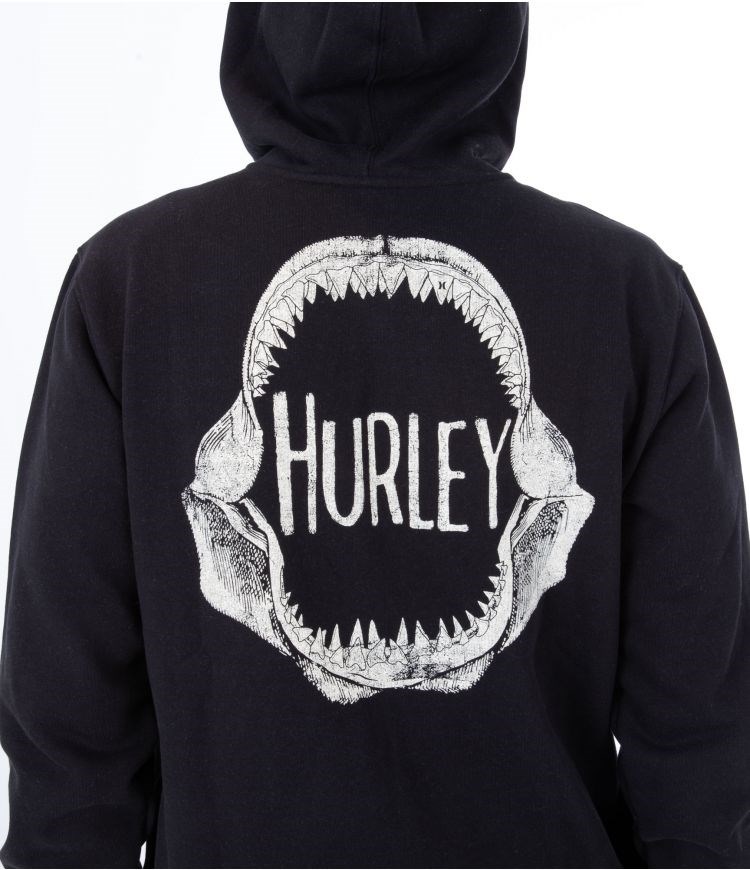 Hurley Hoodie Full Zip Oceancare Back Print Negros | FCPRNO-192