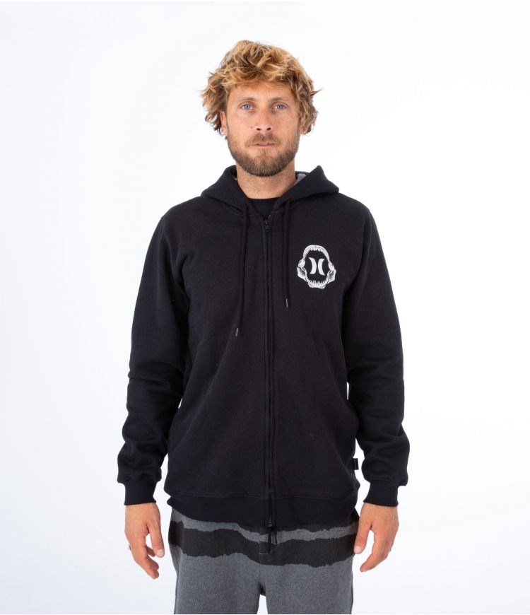 Hurley Hoodie Full Zip Oceancare Back Print Negros | FCPRNO-192