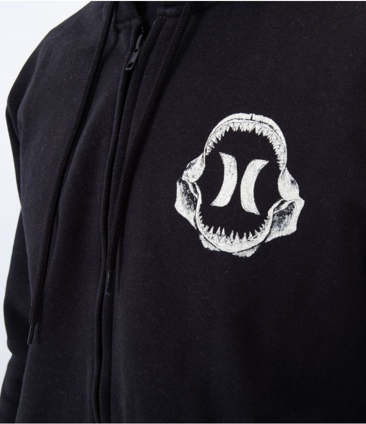 Hurley Hoodie Full Zip Oceancare Back Print Negros | FCPRNO-192