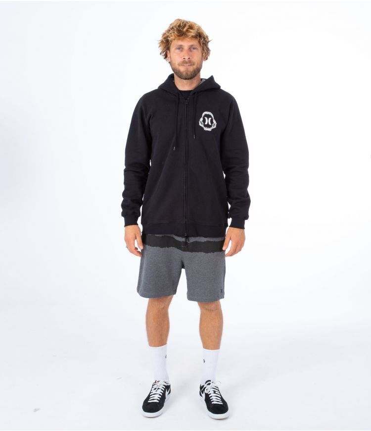 Hurley Hoodie Full Zip Oceancare Back Print Negros | FCPRNO-192
