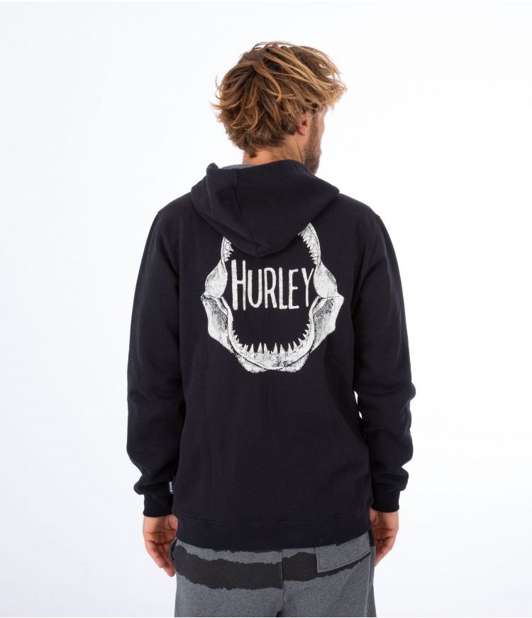 Hurley Hoodie Full Zip Oceancare Back Print Negros | FCPRNO-192