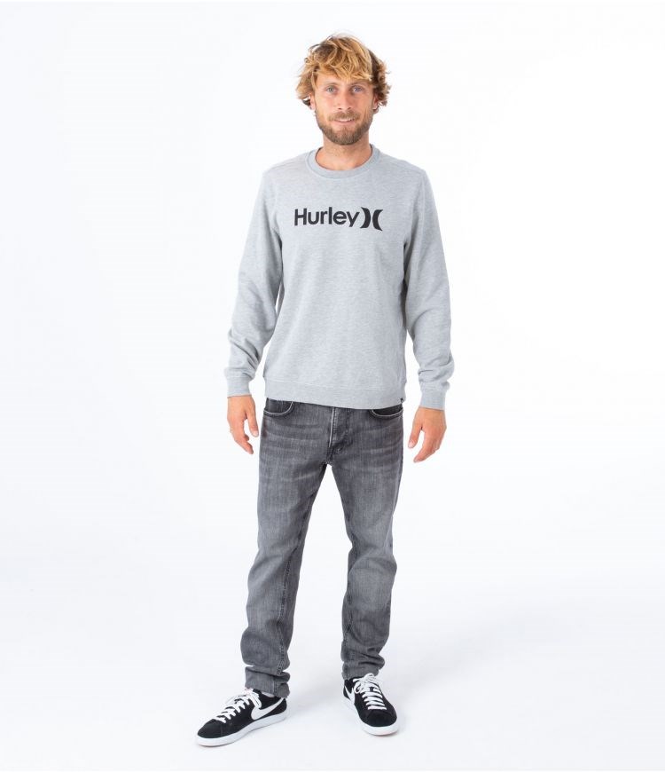 Hurley Hoodie Logo O&o Solid Crew Grises | IZFPGW-038