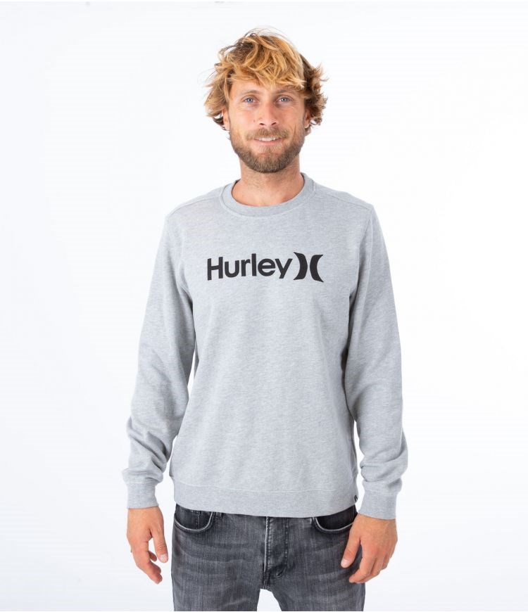 Hurley Hoodie Logo O&o Solid Crew Grises | IZFPGW-038