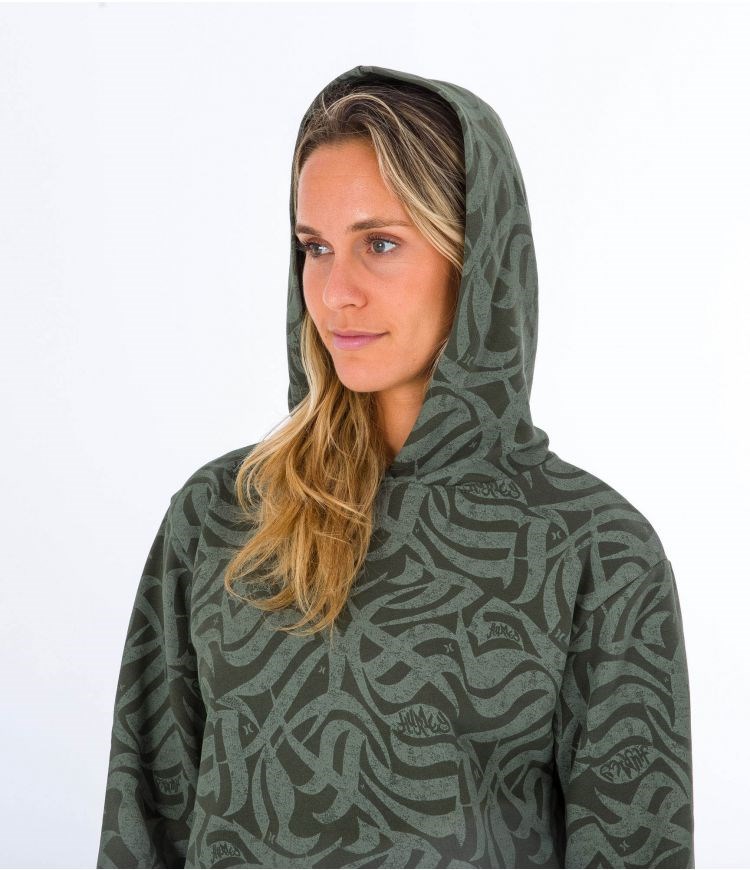 Hurley Hoodie Ocencare Full Print Verde Oliva | UKWLVQ-753