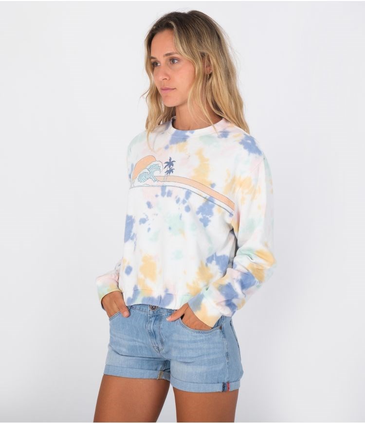 Hurley Hoodie Raya Tie Dye Cropped Crew Fun Tie Dye | CZVKYP-864