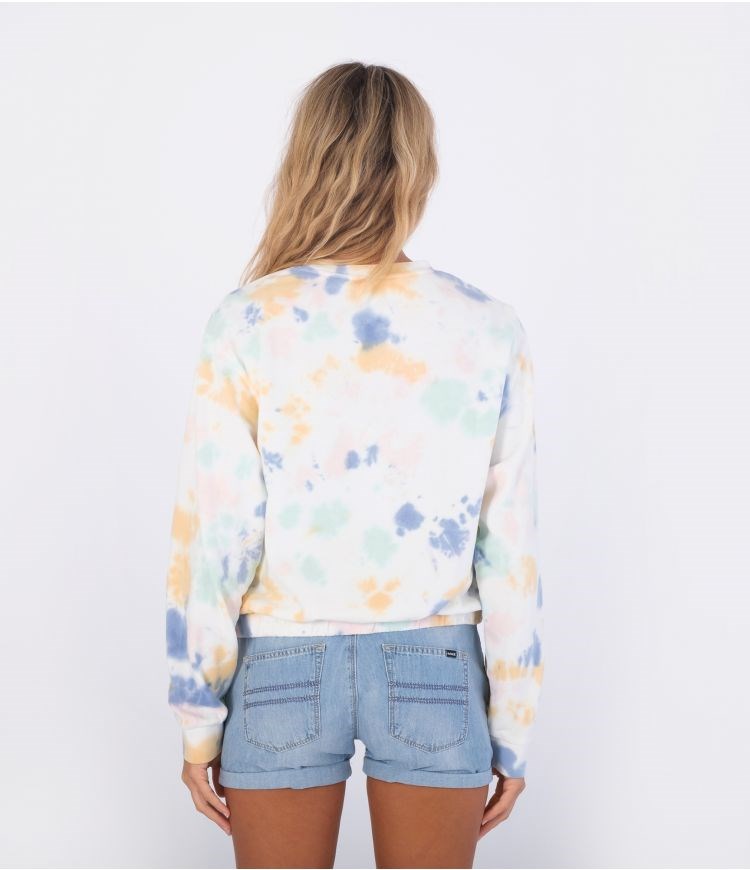 Hurley Hoodie Raya Tie Dye Cropped Crew Fun Tie Dye | CZVKYP-864
