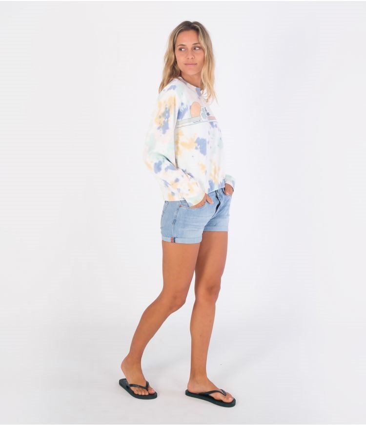 Hurley Hoodie Raya Tie Dye Cropped Crew Fun Tie Dye | CZVKYP-864