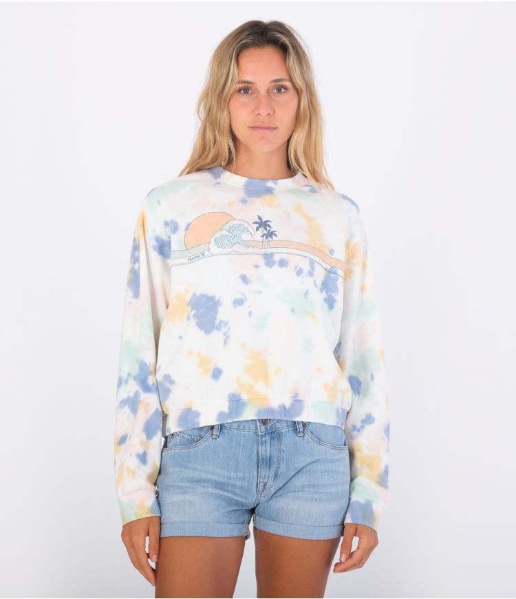 Hurley Hoodie Raya Tie Dye Cropped Crew Fun Tie Dye | CZVKYP-864