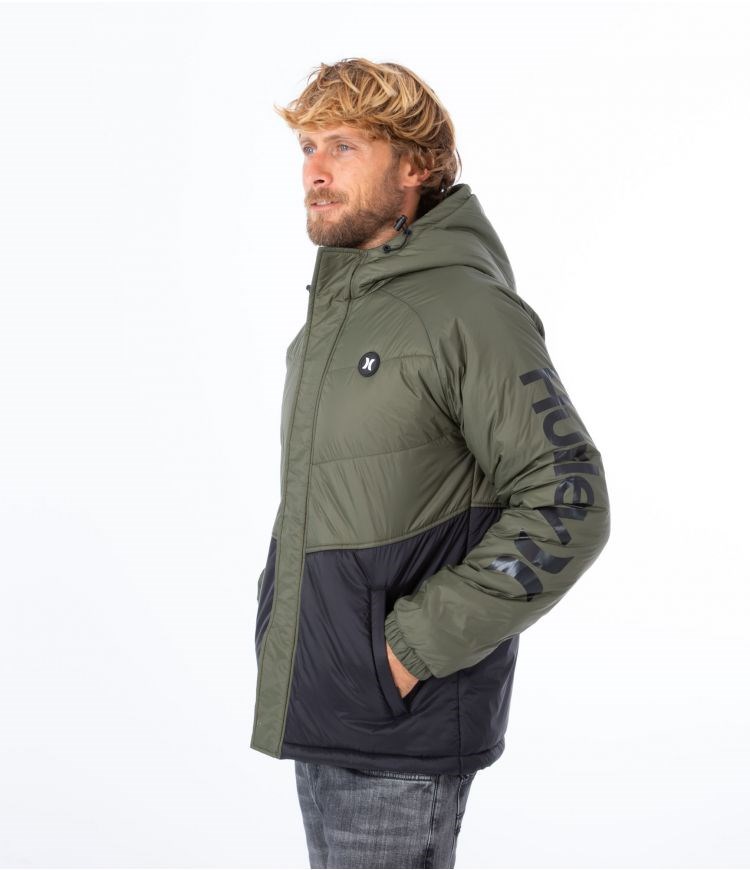 Hurley Jacket Portage Puffer Kaki | DCJUVG-390
