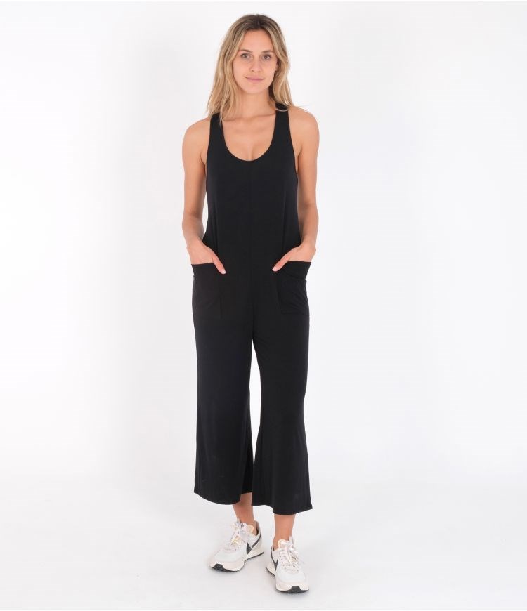Hurley Jumpsuit Straps Cropped Caviar | SJGTPQ-362