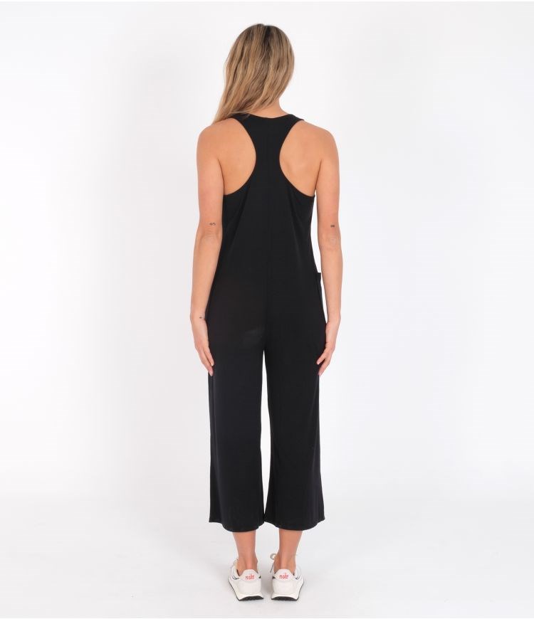 Hurley Jumpsuit Straps Cropped Caviar | SJGTPQ-362