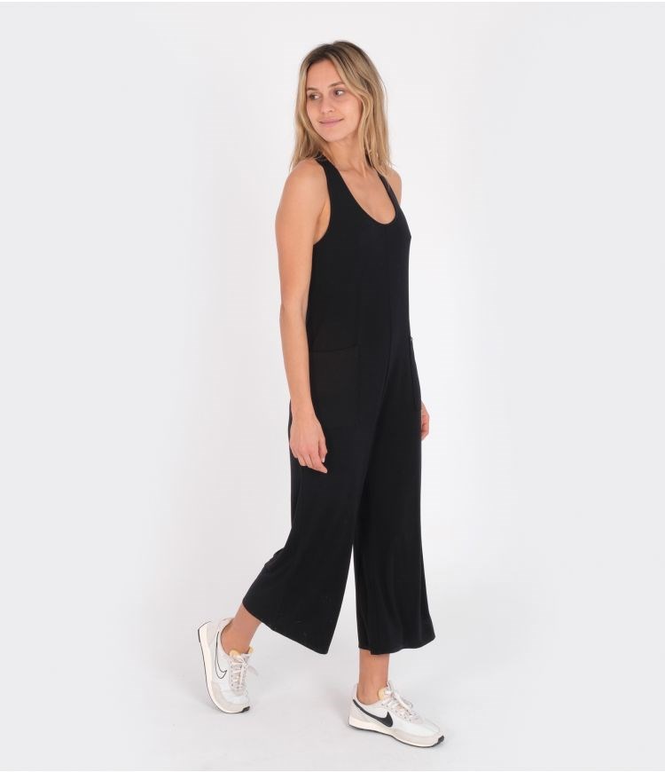 Hurley Jumpsuit Straps Cropped Caviar | SJGTPQ-362