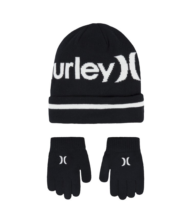 Hurley Set Beanie & Gloves Boy - Pom Grises Oscuro Blancos | IQDYAN-175