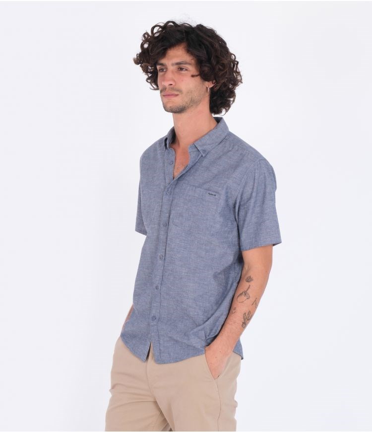 Hurley Shirt Corta Sleeve O&o Space Dye Azul Marino | XDQYTP-514