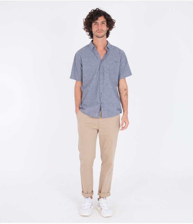 Hurley Shirt Corta Sleeve O&o Space Dye Azul Marino | XDQYTP-514