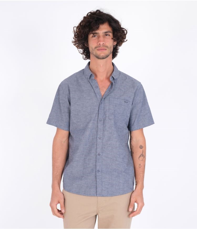 Hurley Shirt Corta Sleeve O&o Space Dye Azul Marino | XDQYTP-514