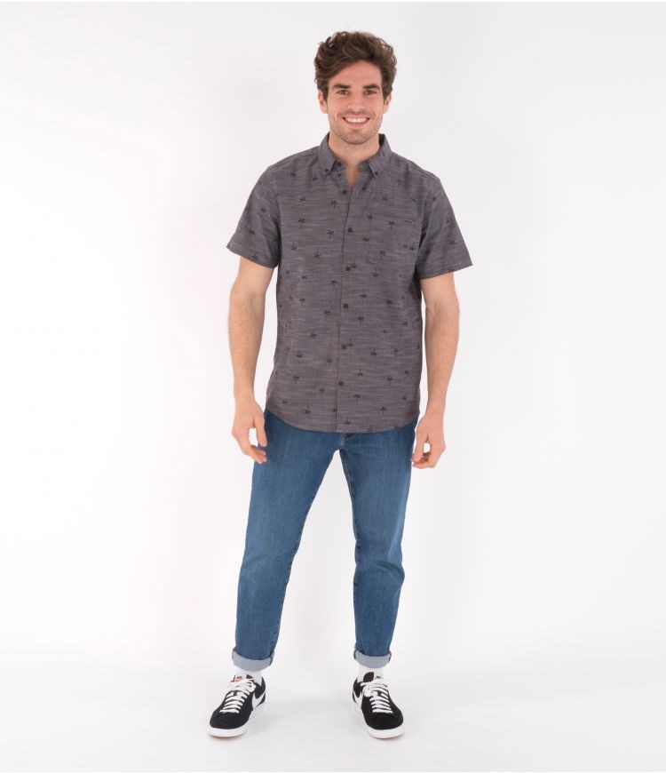 Hurley Shirt Corta Sleeve Organic O&o Stretch Print Negros | DXHAUK-154