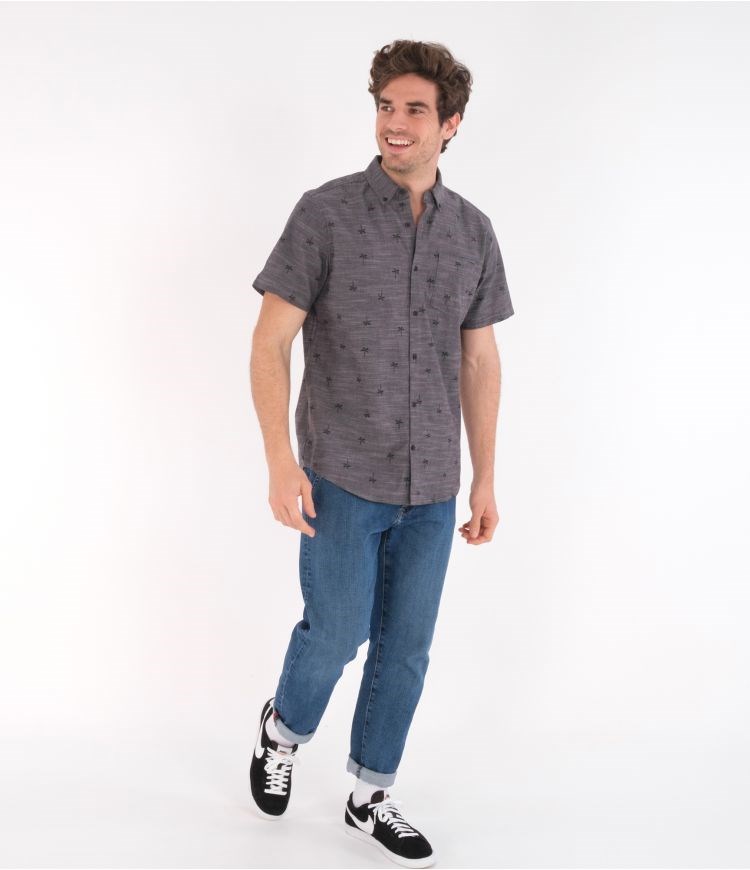 Hurley Shirt Corta Sleeve Organic O&o Stretch Print Negros | DXHAUK-154