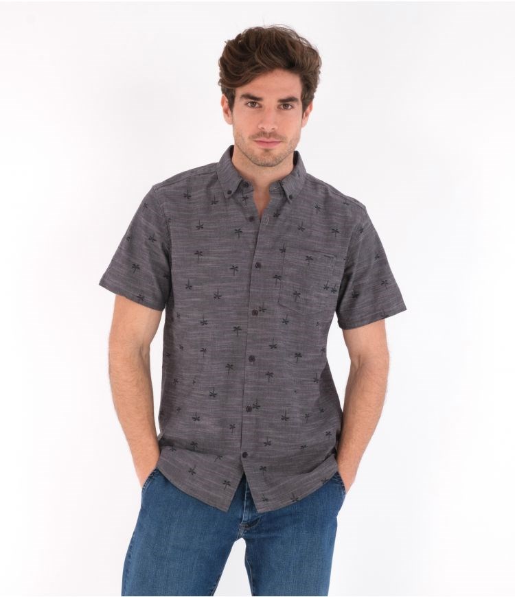 Hurley Shirt Corta Sleeve Organic O&o Stretch Print Negros | DXHAUK-154
