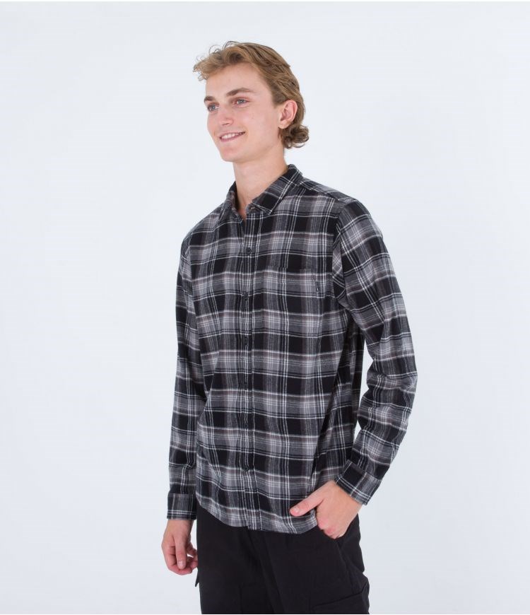 Hurley Shirt Flannel Portland Organic Negros | YNUARQ-463