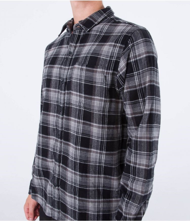 Hurley Shirt Flannel Portland Organic Negros | YNUARQ-463