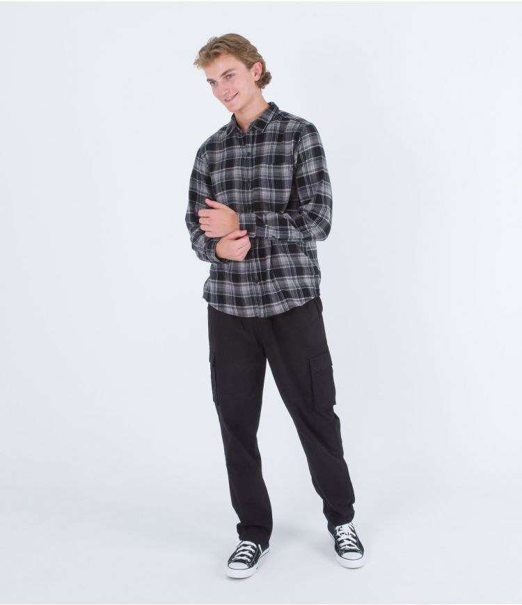 Hurley Shirt Flannel Portland Organic Negros | YNUARQ-463