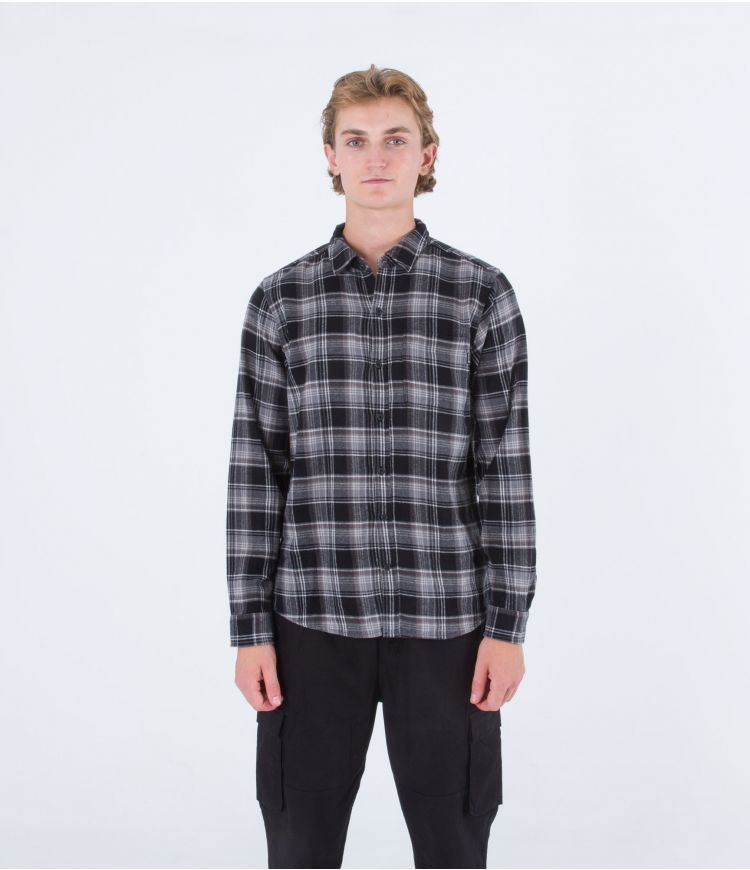 Hurley Shirt Flannel Portland Organic Negros | YNUARQ-463