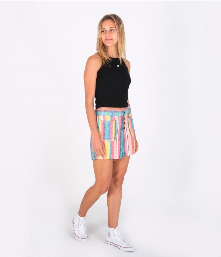 Hurley Shorts High Waisted Button Front Rayas | TFJPHK-834