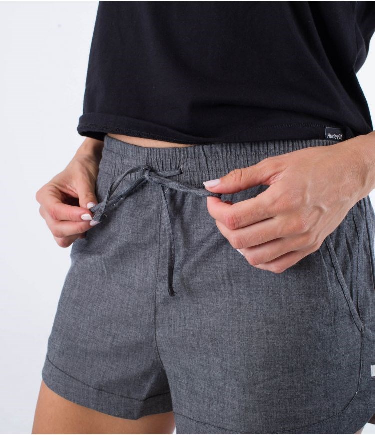 Hurley Shorts High Waisted Cindy Chambray Negros | DLRCSV-725