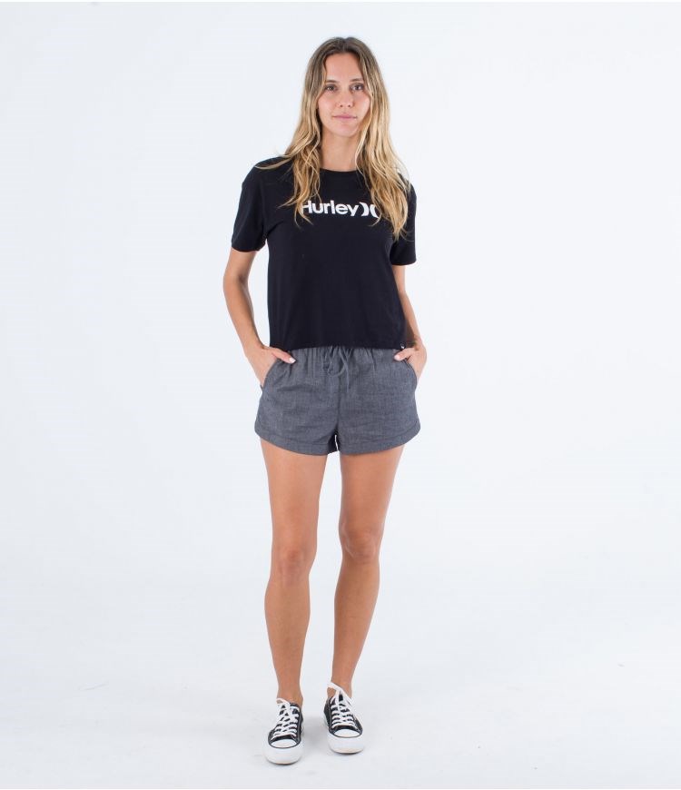 Hurley Shorts High Waisted Cindy Chambray Negros | DLRCSV-725