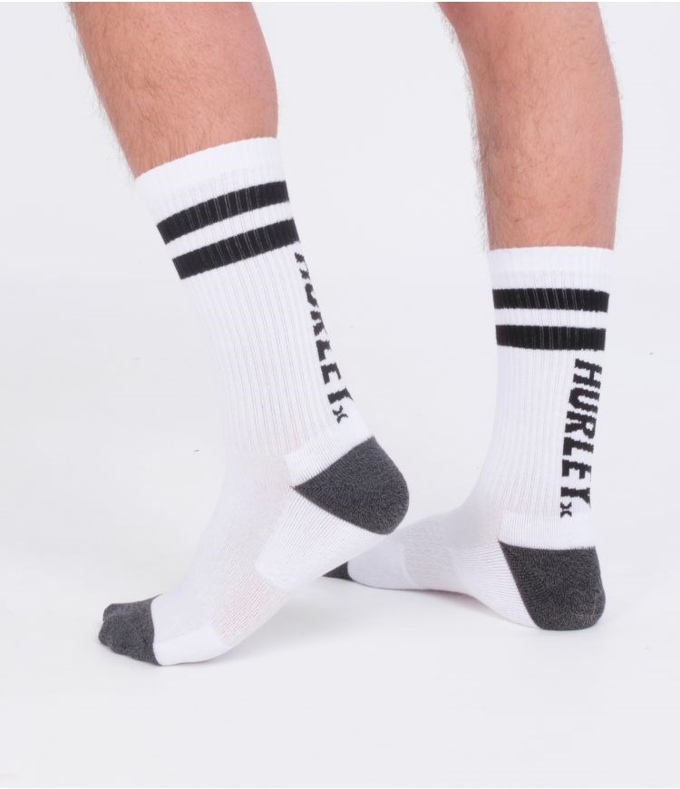 Hurley Socks 1 Pack Terry Blancos Negros | OTJYIF-089