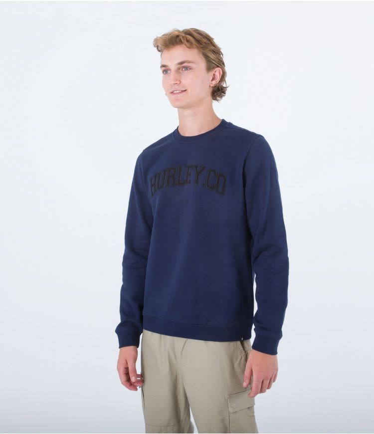 Hurley Sweatshirt Crew Neck Applique Obsidian | ZWCSEB-938