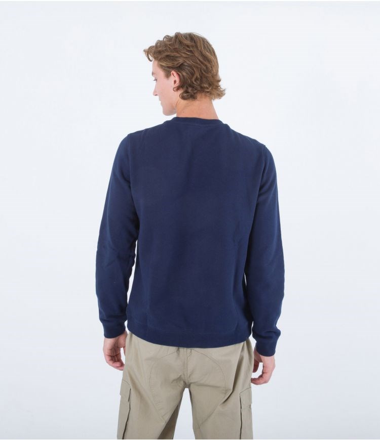 Hurley Sweatshirt Crew Neck Applique Obsidian | ZWCSEB-938