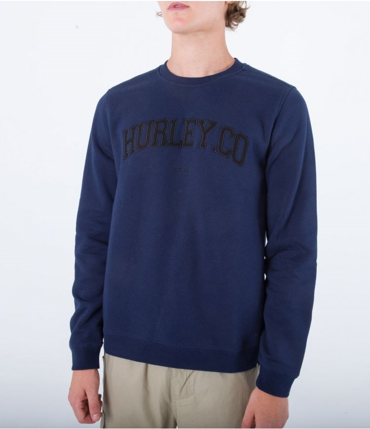 Hurley Sweatshirt Crew Neck Applique Obsidian | ZWCSEB-938