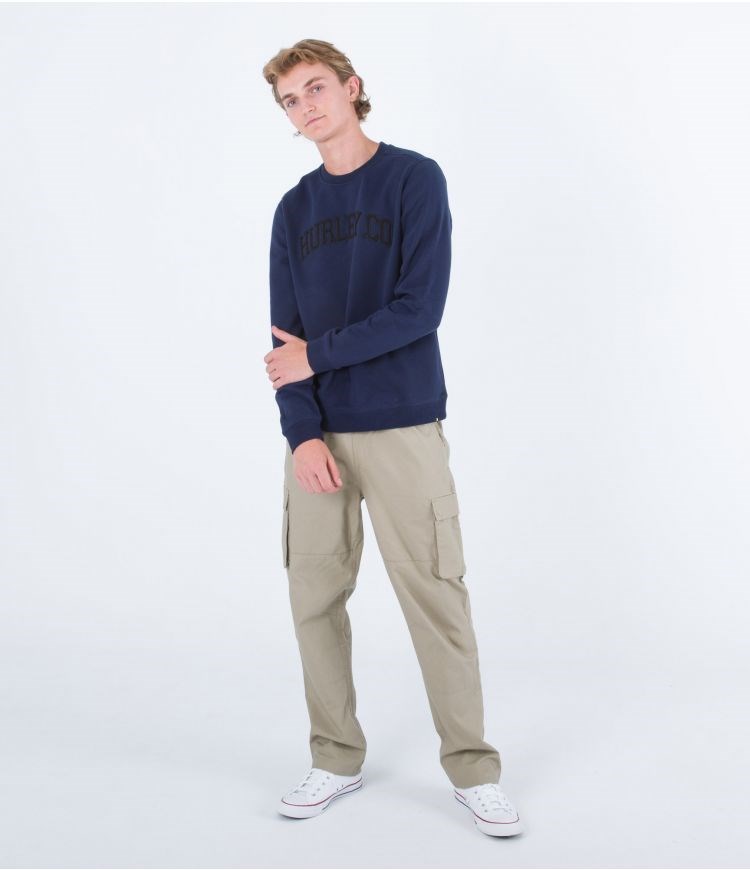 Hurley Sweatshirt Crew Neck Applique Obsidian | ZWCSEB-938
