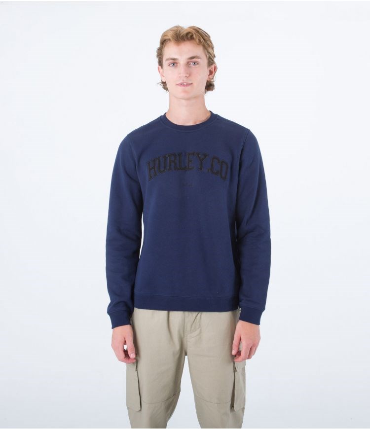 Hurley Sweatshirt Crew Neck Applique Obsidian | ZWCSEB-938