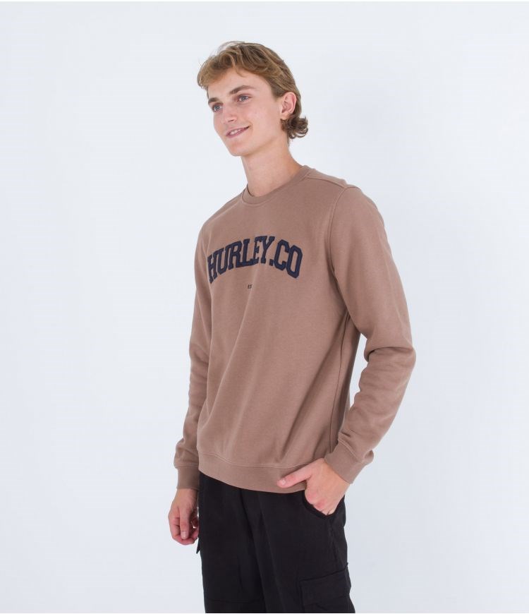 Hurley Sweatshirt Crew Neck Applique Taupe Haze | KTHBJX-452