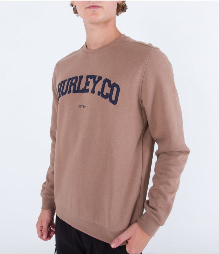 Hurley Sweatshirt Crew Neck Applique Taupe Haze | KTHBJX-452