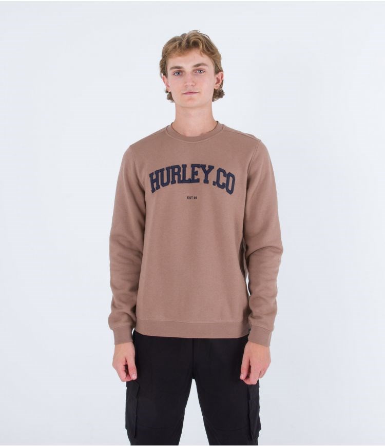 Hurley Sweatshirt Crew Neck Applique Taupe Haze | KTHBJX-452