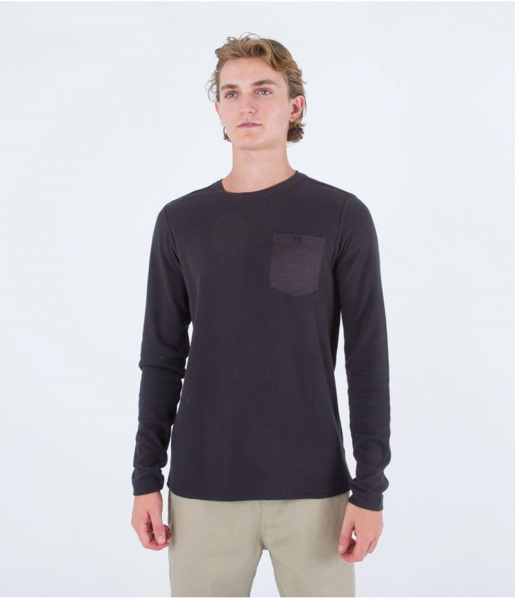 Hurley Sweatshirt Crew Neck Felton Thermal Crew Negros | UWJENL-815