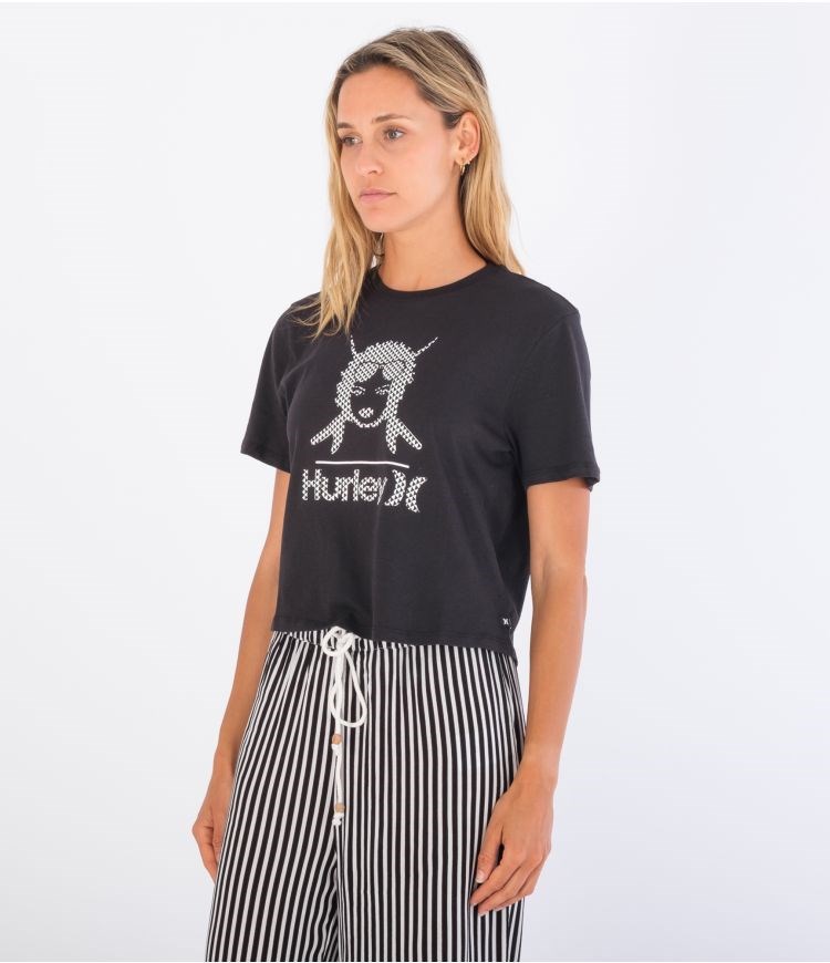 Hurley T-shirt Corta Sleeve Bgs Cropped Crew Caviar | DEQWCH-715