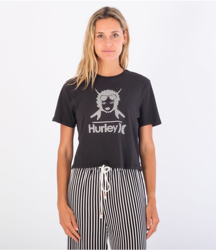 Hurley T-shirt Corta Sleeve Bgs Cropped Crew Caviar | DEQWCH-715
