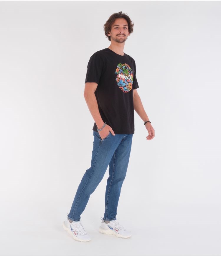 Hurley T-shirt Corta Sleeve Evd Wash Paradise Trip Negros | GCKSBM-726
