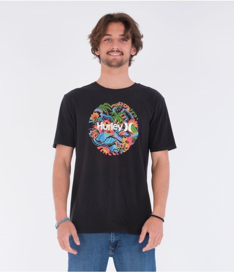 Hurley T-shirt Corta Sleeve Evd Wash Paradise Trip Negros | GCKSBM-726