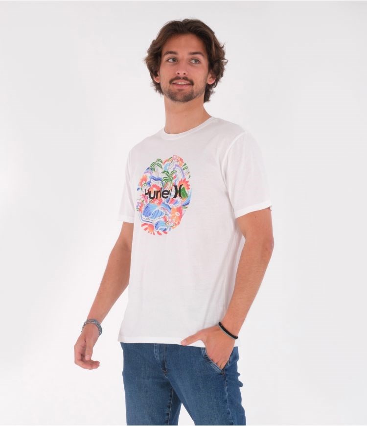 Hurley T-shirt Corta Sleeve Evd Wash Paradise Trip Blancos | GZSFKT-026