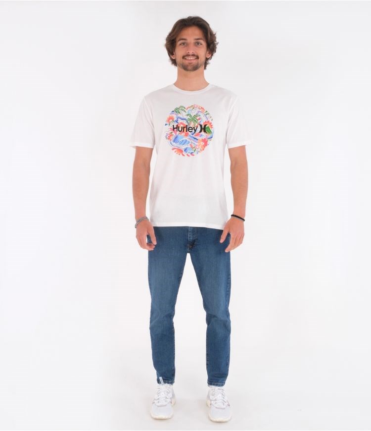 Hurley T-shirt Corta Sleeve Evd Wash Paradise Trip Blancos | GZSFKT-026